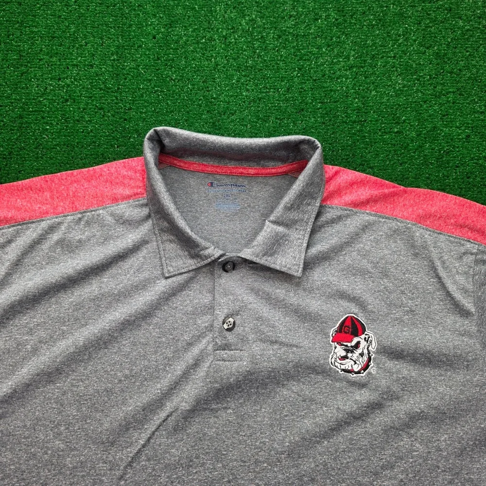 Georgia Bulldogs Champion Performance Polo Shirt Mens 2XL Gray Red NCAA Golf